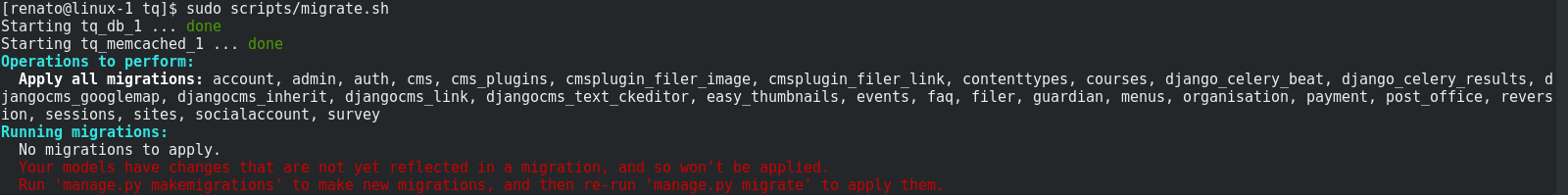 Output of migrate.sh